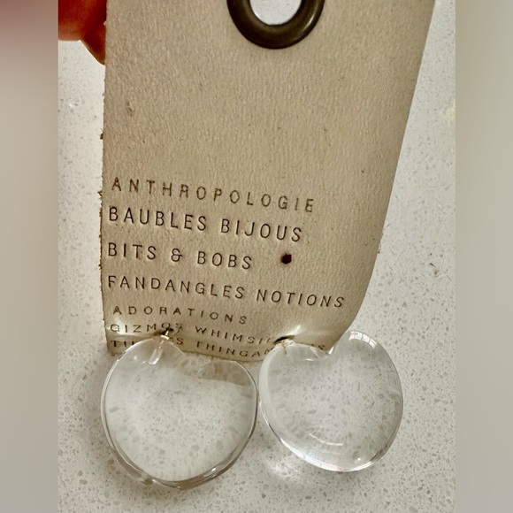 Anthropologie earrings- clear hearts -Very light and comfortable-So cute on NWT - Picture 2 of 7